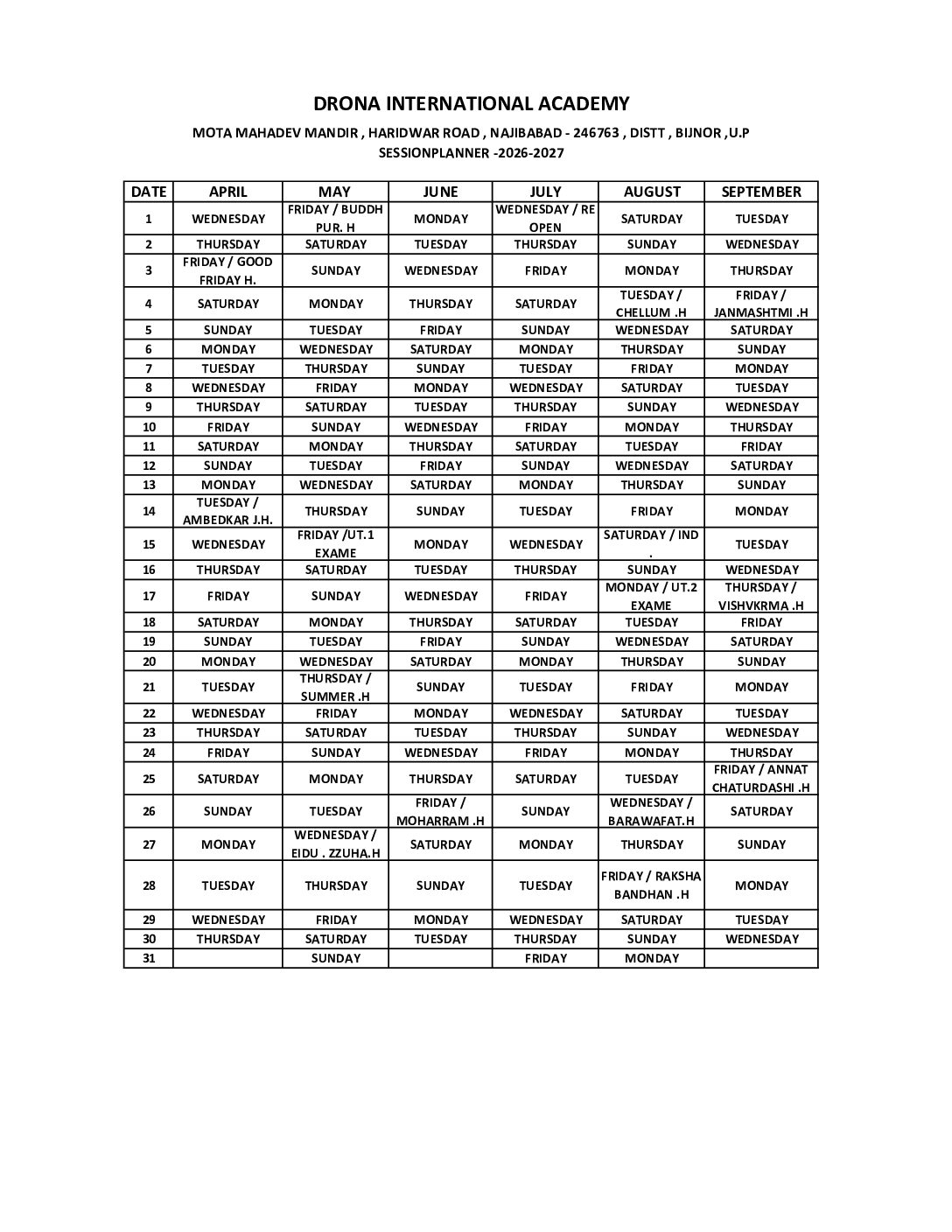 CALANDER-2026-2027