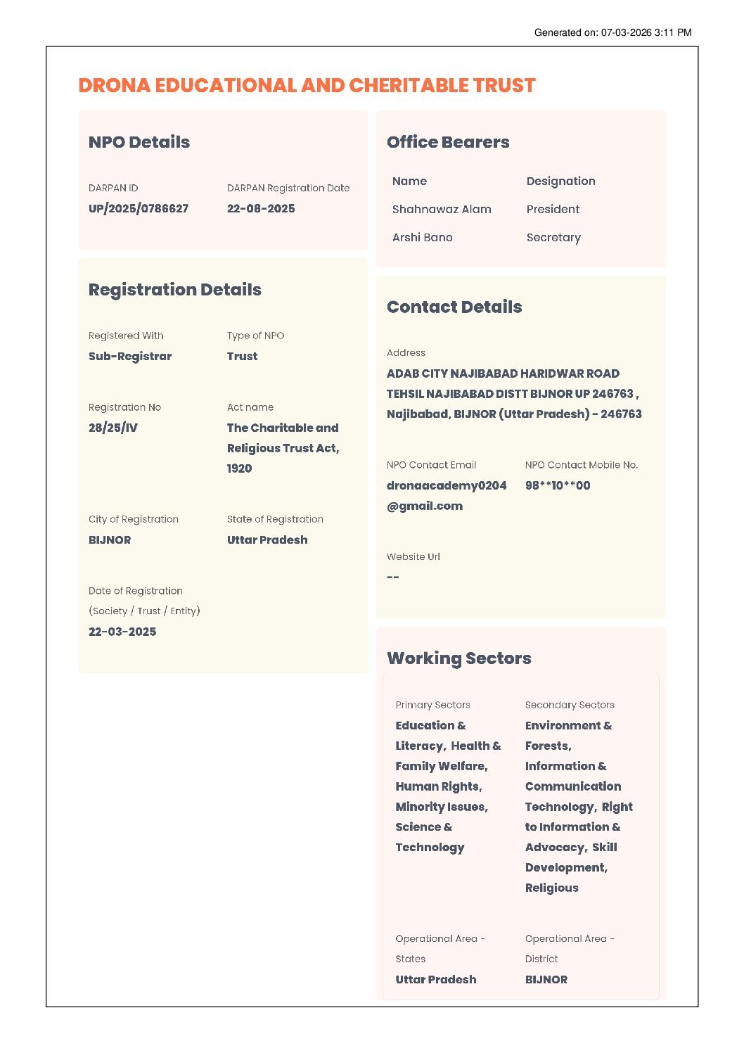 DARPAN CERTIFICATE
